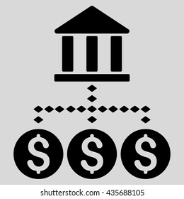 Bank Structure vector toolbar icon. Style is flat icon symbol, black color, light gray background, rhombus dots.