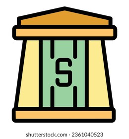 Vector de contorno de icono de subvención bancaria. El negocio del dinero. Color plano de la subvención de apoyo