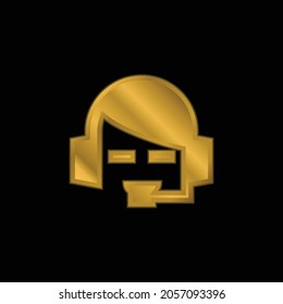 Bank Support gold plated metalic icon or logo vector