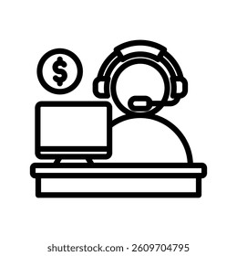 Bank Support Line Vector Illustration On White Background.