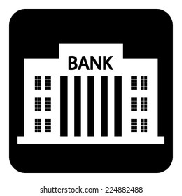 Bank symbol button on white background. Vector illustration.