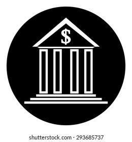 Bank symbol button on white background. Vector illustration.