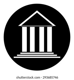 Bank symbol button on white background. Vector illustration.