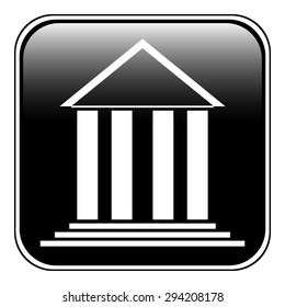 Bank symbol button on white background. Vector illustration.
