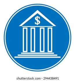 Bank symbol button on white background. Vector illustration.