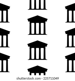Bank symbol seamless pattern on white background. Vector illustration.