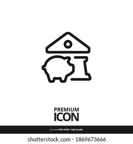 Símbolo del banco Icono de la línea del vector aplicación móvil. Diseño sencillo y moderno. Color negro.
