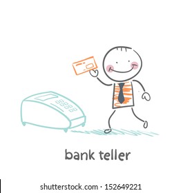 bank teller with the apparatus