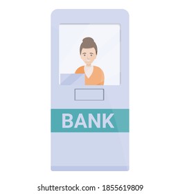 Bank teller cabine icon. Cartoon of bank teller cabine vector icon for web design isolated on white background