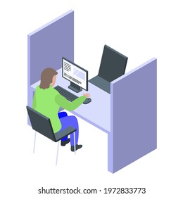 Bank teller desktop icon. Isometric of bank teller desktop vector icon for web design isolated on white background