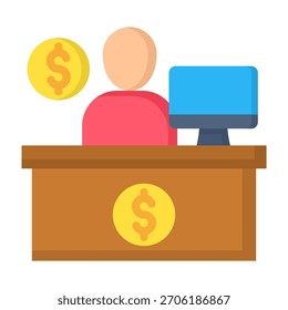 Bank Teller Icon Flat Design Vector Illustration
