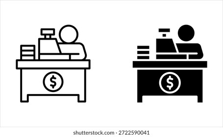 bank teller icon set, simple design isolated on white background.