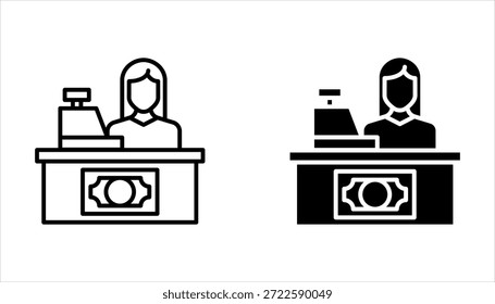 bank teller icon set, simple design isolated on white background.
