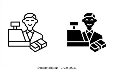 Bankschalter-Symbolsatz, einfaches Design einzeln auf weißem Hintergrund.