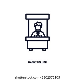 bank teller icon. Thin line bank teller icon from business and finance collection. Outline vector isolated on white background. Editable bank teller symbol can be used web and mobile