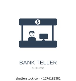 bank teller icon vector on white background, bank teller trendy filled icons from Business collection, bank teller vector illustration