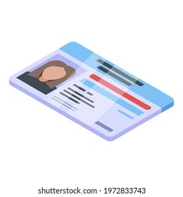 Bank teller id card icon. Isometric of bank teller id card vector icon for web design isolated on white background