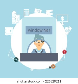 a bank teller  illustration