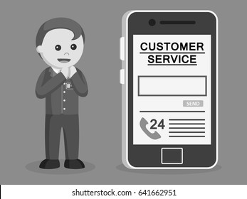 bank teller online service black and white style