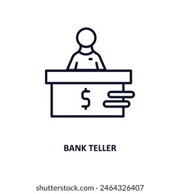 bank teller outline icon.  Thin line icon from business collection. Editable vector isolated on white background