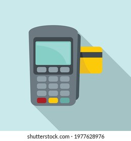 Bank teller pos machine icon. Flat illustration of Bank teller pos machine vector icon for web design
