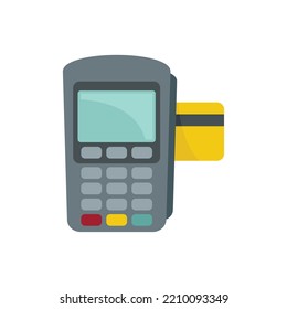 Bank teller pos machine icon. Flat illustration of Bank teller pos machine vector icon isolated on white background