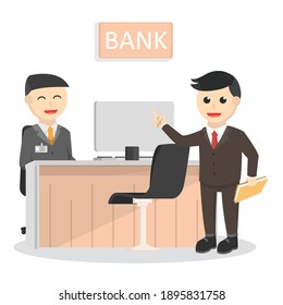 Bank Teller Serve Businessman Design Character On White Background