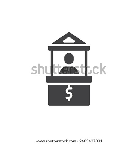 Bank teller window with a person vector icon. filled flat sign for mobile concept and web design. Bank Teller glyph icon. Symbol, logo illustration. Vector graphics