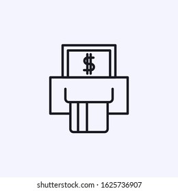 Bank terminal accepts a card with a dollar icon