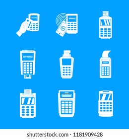 Bank terminal card credit machine icons set. Simple illustration of 9 Bank terminal card credit machine vector icons for web