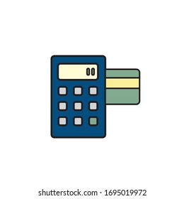 Terminal bancario con tarjeta. diseño plano sobre fondo blanco. vectorial
