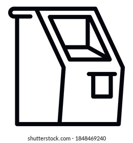 Icono de terminal bancario. Icono de vector de terminal de contorno para diseño web aislado en fondo blanco