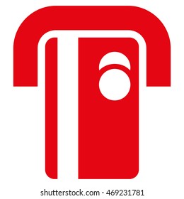 Bank Terminal icon. Vector style is flat iconic symbol with rounded angles, red color, white background.