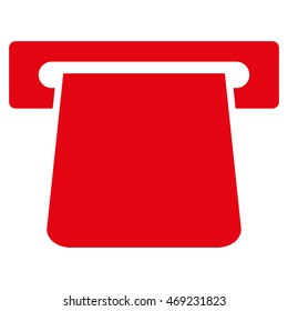 Bank Terminal icon. Vector style is flat iconic symbol with rounded angles, red color, white background.