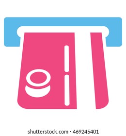 Bank Terminal icon. Vector style is bicolor flat iconic symbol with rounded angles, pink and blue colors, white background.