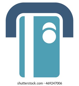 Bank Terminal icon. Vector style is bicolor flat iconic symbol with rounded angles, cyan and blue colors, white background.
