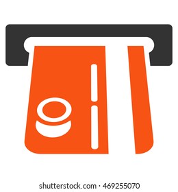 Bank Terminal icon. Vector style is bicolor flat iconic symbol with rounded angles, orange and gray colors, white background.