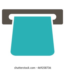Bank Terminal icon. Vector style is bicolor flat iconic symbol with rounded angles, grey and cyan colors, white background.