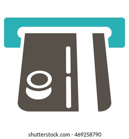 Bank Terminal icon. Vector style is bicolor flat iconic symbol with rounded angles, grey and cyan colors, white background.