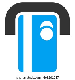 Bank Terminal icon. Vector style is bicolor flat iconic symbol with rounded angles, blue and gray colors, white background.