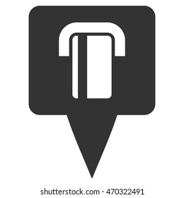 Bank Terminal Map Pointer icon. Vector style is flat iconic symbol with rounded angles, gray color, white background.