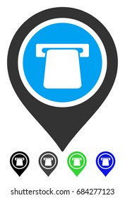 Bank Terminal Pointer flat vector illustration. Bank Terminal Pointer icon with gray, black, blue, green color versions.