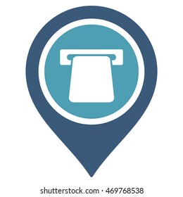 Bank Terminal Pointer icon. Vector style is bicolor flat iconic symbol with rounded angles, cyan and blue colors, white background.