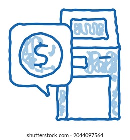 bank terminal sketch icon vector. Hand drawn blue doodle line art bank terminal sign. isolated symbol illustration