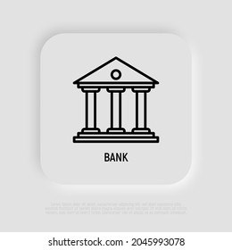 Icono de línea delgada del banco. Ilustración vectorial moderna.