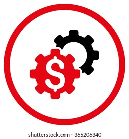 Bank Tools vector icon. Style is bicolor flat circled symbol, intensive red and black colors, rounded angles, white background.