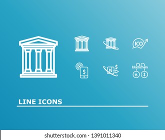 Bank transaction icon set and cryptocurrency ico with litecoin zcash, banking credit and bank credit. Nfc transaction related bank transaction icon vector for web UI logo design.