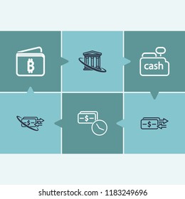 Bank transaction icon set and payment transfer with loan money time, mobile payment and bank credit online. Online banking related bank transaction icon vector for web UI logo design.