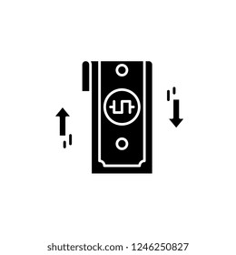 Bank transfer black icon, vector sign on isolated background. Bank transfer concept symbol, illustration 