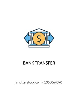 bank transfer concept 2 colored line icon. Simple yellow and blue element illustration. bank transfer concept outline symbol design
